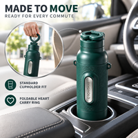 Bouteille d'eau isotherme magnétique en acier inoxydable avec support de téléphone en forme de cœur et gobelet modulaire en silicone pour le transport quotidien