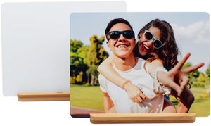 Cadres <span class=keywords><strong>photo</strong></span> vierges <span class=keywords><strong>en</strong></span> <span class=keywords><strong>aluminium</strong></span> pour sublimation avec base <span class=keywords><strong>en</strong></span> bois, impression par transfert thermique 6 couleurs pour table, maison, hôtel - Product Image 3