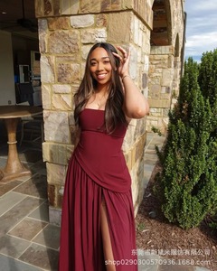 Y0757 abito aderente con cerniera a contrasto di temperamento con fessure irregolari, gonna lunga Sexy da vacanza, gonna di qualità - Product Image 6