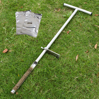 Kit d'analyse et d'échantillonnage de sol en acier inoxydable argenté et noir, 40x20 pouces, profondeur de piquage 25 cm, taille du port 3,6 cm