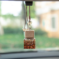 Flacon diffuseur de parfum en verre transparent de 8 ml, rond, personnalisé, imprimé à l'écran, pour voiture, avec bouchon à vis
