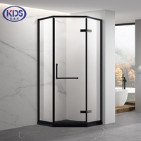 Salle de bain moderne en forme de diamant Cabine de douche d'hôtel Coin de bain Cadre noir Douche en verre