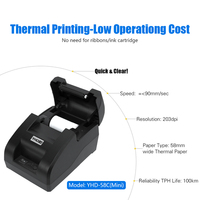 YHD-58C Printer tiket Mini, Printer Mini tagihan USB Bluetooth 58mm Pos Desktop termal untuk Hotel dapur restoran
