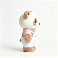 Peluche Panda Marron Kawaii avec Salopette, Jouet en Peluche Personnalisé, Broderie Nuage, Cadeau Adorable