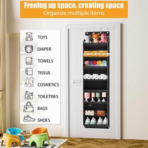 Modern Foldable Over-the-Door <b>Shoe</b> Organizer 20-Pair Hanging <b>Shoe</b> Rack Deep Pocket PVC Material Black/Grey Space Saving - Product Image 4