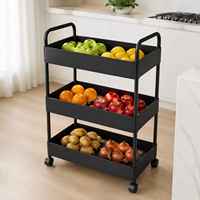 Chariot de rangement de cuisine à 3 niveaux sur roulettes, étagère métallique avec portes vitrées, support pour four à micro-ondes, organisateur