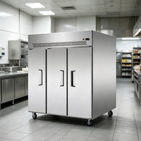 Réfrigérateur vertical commercial NobleSnow à trois portes, en acier inoxydable, type européen, de -5°C à +5°C, dégivrage automatique, bacs GN