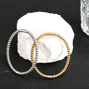 <span class=keywords><strong>Bracelet</strong></span> tendance en bambou et <span class=keywords><strong>acier</strong></span> titane, style INS, trois perles, en <span class=keywords><strong>acier</strong></span> inoxydable 18K, <span class=keywords><strong>bracelet</strong></span> uni - Product Image 1
