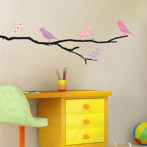 Adesivo murale ecologico rimovibile e resistente con ramo d'albero e diversi <span class=keywords><strong>uccelli</strong></span>, decorazione da parete. - Product Image 4