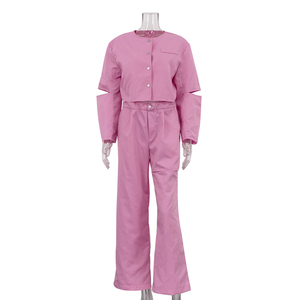 Fashion <strong>Trending</strong> Streetwear Clothing Outfit Suits Short Blazer Crop Top and Pants Set Coords Two Piece <strong>Suite</strong> for Women - Product Image 4
