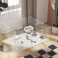 Enclos modulaire en treillis métallique noir pour petits animaux, parc de jeu facile à assembler pour lapins et cochons d'Inde, cage d'exercice pour intérieur domestique