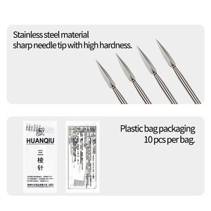 Aiguilles réutilisables non stériles en acier inoxydable à trois tranches, 10 pièces/sac, pour la ponction sanguine en TCM - Product Image 6