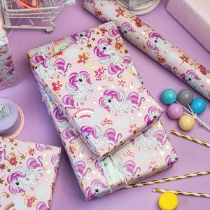 Unicorn Wrapping Paper Roll 17 In X 16.5 Ft <b>Pink</b> Rainbow Gift <b>Wrap</b> For Birthday Baby Shower Bridal Shower Wedding - Product Image 5