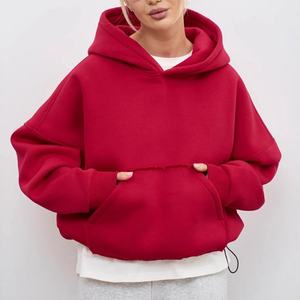 Sudadera informal con <span class=keywords><strong>capucha</strong></span> <span class=keywords><strong>de</strong></span> color sólido para mujer Sudadera corta con dobladillo con cordón <span class=keywords><strong>de</strong></span> gran tamaño con bolsillo - Product Image 5