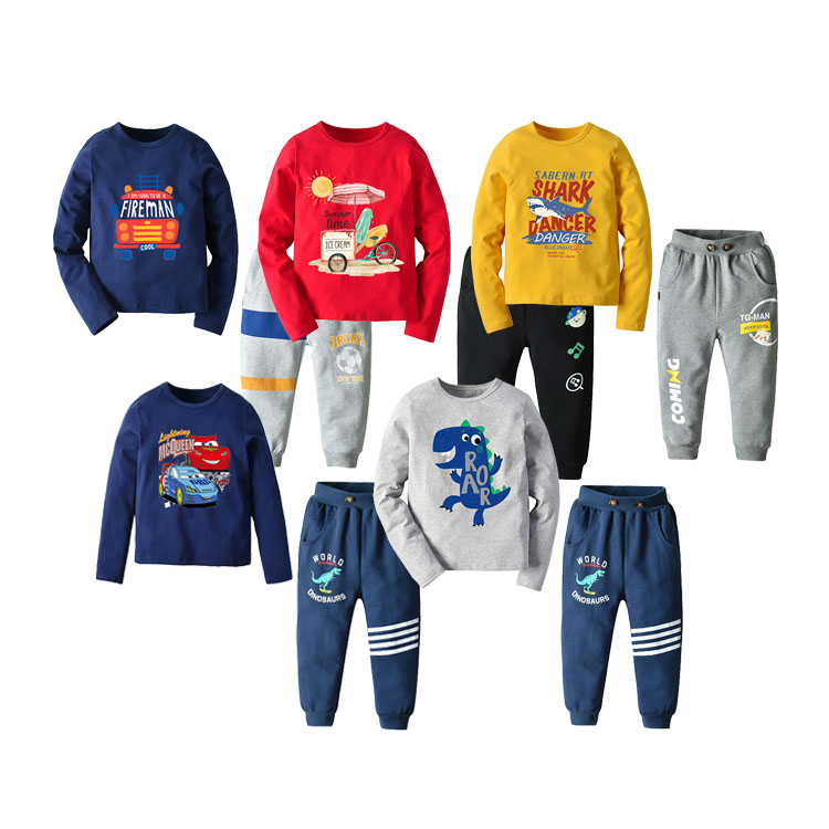 Весенний комплект с длинными рукавами; оптовая продажа; детская одежда с принтом; детская одежда