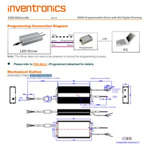 ไดรเวอร์ LED กำลังไฟคงที่ Inventronics ESM-680S240MG 680W 2.4A ระดับการป้องกัน IP67 ปรับหรี่แสงได้ 0-10V - Product Image 6
