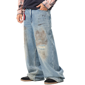 Pantalones Vaqueros Casuales <span class=keywords><strong>de</strong></span> Pierna Ancha Recta para <span class=keywords><strong>Hombre</strong></span>, Estilo Urbano Americano 2026, <span class=keywords><strong>con</strong></span> Degradado y Efecto <span class=keywords><strong>de</strong></span> Tinta Salpicada, Desgastados - Product Image 1