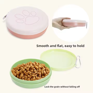 Dobrável Dog <span class=keywords><strong>Bowl</strong></span> Silicone Folding <span class=keywords><strong>Pet</strong></span> <span class=keywords><strong>Bowl</strong></span> Eco Friendly Portátil Padrão Sólido Forma Arredondada Uso Ao Ar Livre Indoor - Product Image 3