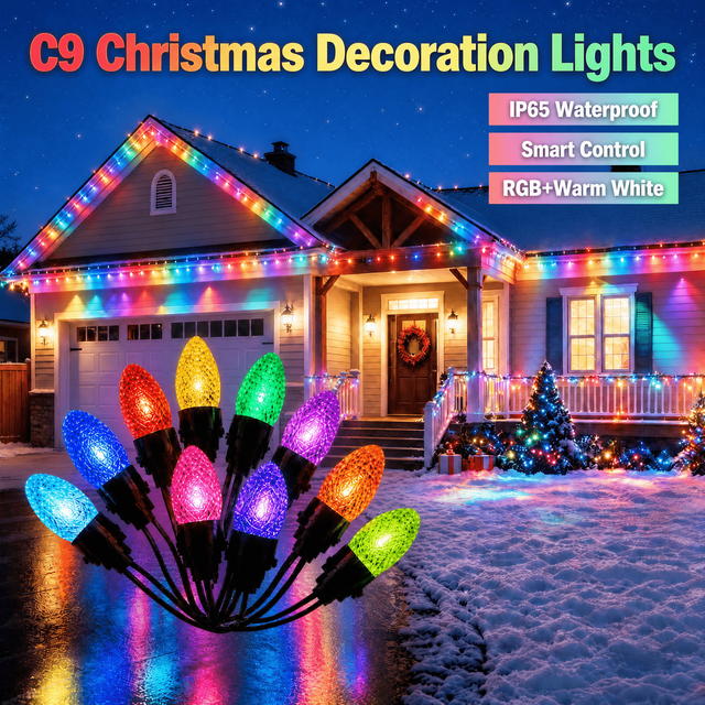 100ft 200ft 300ft C9 Led Bulb Christmas Tree Lights 24V Outdoor Waterproof Ip65 Holiday Decoration Smart String Lighting