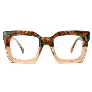Mode desain bingkai besar persegi kacamata optik asetat harga grosir kualitas tinggi pabrik penjualan laris