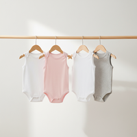 Barboteuse bébé sans manches couleur unie, combinaison d'été pour nourrisson, gilet sans manches, body triangle