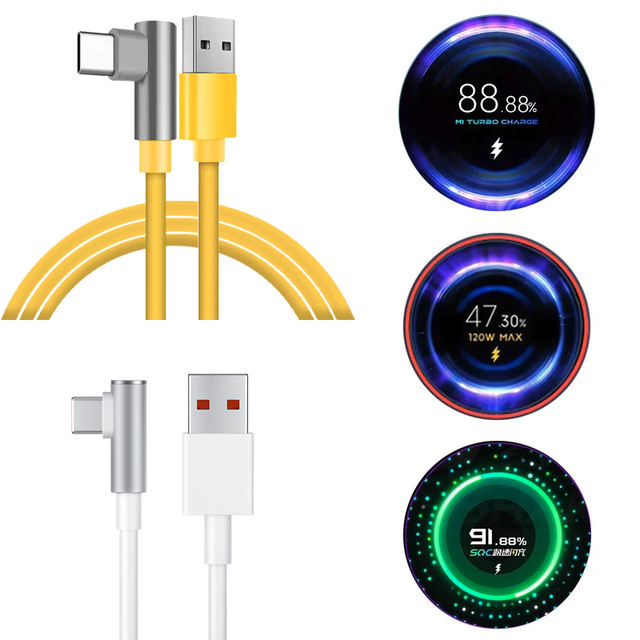 120W USB Type-C Turbo Charge Cable 6A Braid TPE with Data Transfer for Computer & Type-C Devices