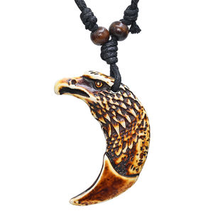 Kalung Retro Etnik FX047 Imitasi Gading Liontin Elang Tulang Yak untuk Pesta Kalung Pria Perhiasan Wanita Amulet Tribal Afrika - Product Image 1
