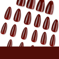 Lefan Wijnrood Effen kleur Draagbare nageltips Minimalistische manicure Amandelvormige korte opdruknagels voor de vingers Aanpasbaar