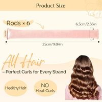Set Curling Rambut Tanpa Panas dengan Logo Kustom, 4 Batang, dan Layar Temperatur LED |   Keriting Tanpa Panas untuk Semua Jenis Rambut, Tahan Seharian