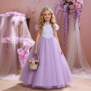 Robe de princesse pour filles Baihui, robe de bal en tulle bleu pour anniversaire ou spectacle - Product Image 4