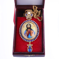 Collier pendentif ZD009 plaqué or avec icône byzantine pour les prêtres de l'Église orthodoxe, décoration pectorale d'évêque, engolpion Panagia