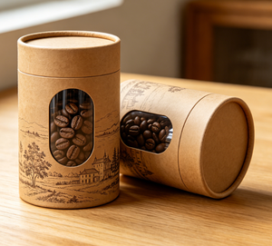 Eco-Friendly Custom Size PET <b>Film</b> Coated Kraft Paper Coffee Tube Visual <b>Window</b> Recyclable Cylindrical Canister Coffee Beans - Product Image 5