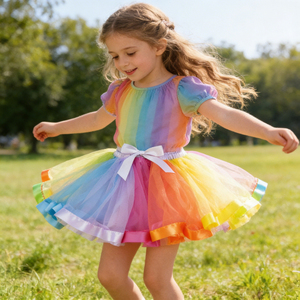 Falda Tutú Arcoíris para Niñas, Falda de Tul en Capas Colorida, Falda de Princesa para Ballet, Disfraz para Niños, Fiesta, Baile, Cumpleaños - Product Image 3