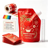 Sachet Doypack personnalisé imprimé avec bec verseur en feuille d'aluminium, en PET/AL/NY/RCPP, pour sauces alimentaires liquides (tomate)