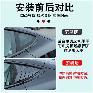 Tesla Model 3 Y Rear Quarter <b>Window</b> Carbon Fiber Louver Trim <b>Cover</b> Glossy Black ABS Material - Product Image 4