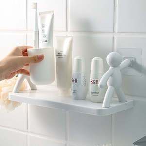 Petite étagère murale de rangement en plastique sans perçage pour salle de bain et cuisine - Product Image 3