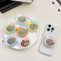 Support de téléphone de bureau en acrylique coloré avec motif personnalisé de chat de dessin animé, miroir, support magnétique en forme de nœud, autocollant rétractable et logo personnalisé