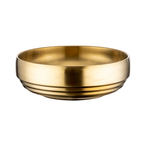 Bol à nouilles froides en acier inoxydable, style coréen, bol Bibimbap doré, double couche isolante, grand bol à soupe épaissi anti-chaleur - Product Image 2