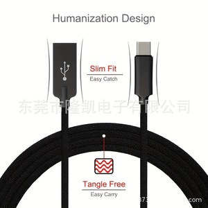 Cable de Datos Tipo-C con Trenzado de Nailon de 6 pies, Carga Rápida, para Uso en Automóvil, Negro y Rojo, Paquete de 2 - Product Image 3