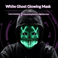 Masque intégral lumineux EL en PVC, base blanche, pour Halloween, Pâques, Fête, Carnaval, style effrayant et amusant, pour le marché transfrontalier