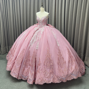 Magnifique <span class=keywords><strong>robe</strong></span> <span class=keywords><strong>de</strong></span> bal rose à épaules dénudées, ornée <span class=keywords><strong>de</strong></span> perles, pour filles, <span class=keywords><strong>robe</strong></span> <span class=keywords><strong>de</strong></span> Quinceañera, longueur au sol, traîne chapelle, dentelle, <span class=keywords><strong>robe</strong></span> <span class=keywords><strong>de</strong></span> <span class=keywords><strong>soirée</strong></span> <span class=keywords><strong>vintage</strong></span> - Product Image 2