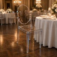 Chaises de banquet durables et luxueuses, dossier rond, transparentes, en plastique PP, imperméables, pour hôtel, extérieur, intérieur
