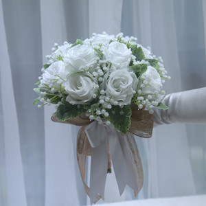<span class=keywords><strong>Bouquet</strong></span> <span class=keywords><strong>de</strong></span> <span class=keywords><strong>mariée</strong></span> en roses artificielles en soie, écologique, en forme <span class=keywords><strong>de</strong></span> boule, pour mariage, remise <span class=keywords><strong>de</strong></span> diplôme, décoration, <span class=keywords><strong>bouquet</strong></span> romantique à tenir à la main - Product Image 5