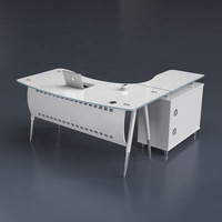 Bureau d'ordinateur en forme de L Bureau d'ordinateur Bureau à domicile Meubles PDG Président Bureau en verre de direction moderne