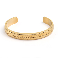 Bracelet jonc minimaliste pour homme, accessoires pour homme, logo personnalisé, Vikings, bijoux, plaqué or, acier inoxydable, tendance, uni, 18K