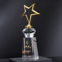 Trophée de cristal pentagramme creux/solide de conception personnalisée Trophée commémoratif commercial