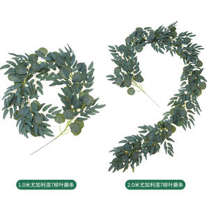 Guirlande d'<span class=keywords><strong>eucalyptus</strong></span> artificielle fausse feuille de soie dollar en argent feuilles d'<span class=keywords><strong>eucalyptus</strong></span> vignes guirlande faite à la main verdure toile de fond de mariage - Product Image 3