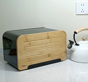 กล่องใส่ขนมปังแบบเลื่อนทำจากไม้ไผ่, กล่องเก็บขนมปังโลหะ, กล่องใส่ขนมปังบนเคาน์เตอร์ครัว, กล่องใส่ขนมปังกันฝุ่นขายส่ง - Product Image 2