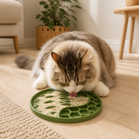 Tapis de Mangeoire Lente Yin Yang pour Chiens et Chats, Tapis de Léchage Interactif en Silicone, Texture Nid d'Abeille Dauphin, Qualité Alimentaire, Anti-Glouton