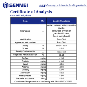 Ácido Cítrico Anhidro en Polvo para Regulador de Acidez, Conservante y Fórmulas Funcionales para Bebidas - Product Image 3